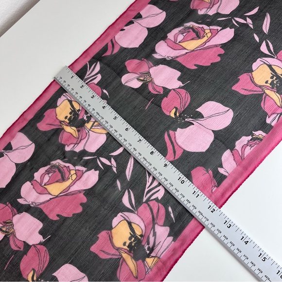 Vintage Silk Scarf Floral Sheer One Size - Picture 7 of 8